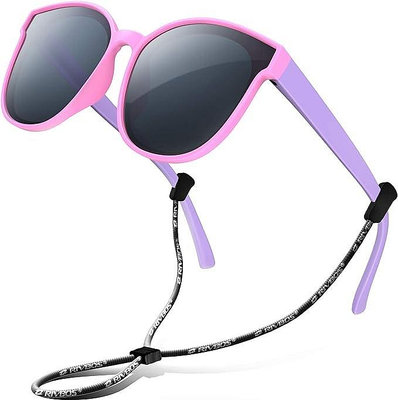 美國 RIVBOS 兒童太陽眼鏡 UV400 附頸繩 PINK款~請詢問庫存