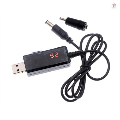 Usb 升壓轉換器電纜 DC5V 至 9V 12V 升壓電源線,帶 DC 插孔 5.5x2.1/2.5mm 3-一點點