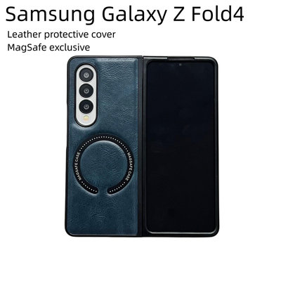 現貨手機殼手機保護套適用三星Galaxy Z Fold4折疊手機殼Fold3皮革MagSafe防塵tup護套SAMSUNG