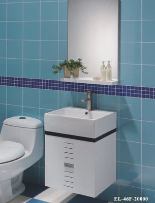 《E&amp;J網》Corins 柯林斯 EL-46F 46公分發八線單門 浴櫃 陶瓷面盆 浴櫃組 詢問另有優惠