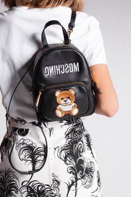 【折扣現貨】正品Moschino TeddyBear mini Backpack 刺繡泰迪熊 黑色迷你款皮革後背包