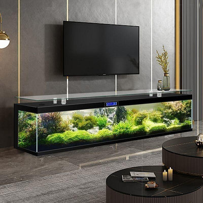 簡約方形電視櫃魚缸客廳中大型家用靠牆落地懶人免換水水族箱B4