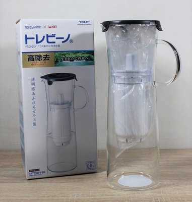 日本製 torayvino × iwaki PT602SV-BK 耐熱玻璃 淨水壺0.8L全容量1.2L 1800638