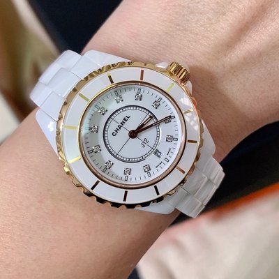 小巴黎二手名牌 真品Chanel j12 18k金 11鑽  高價錶