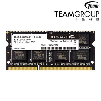 《SUNLINK》Team十銓 Elite 8G 8GB DDR3L-1600 1.35V 筆記型記憶體