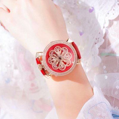 Prance 女神系列 時裝時尚大表盤新款正品 女士手錶 雙層時來運轉鑲鑽 真皮帶防水腕錶 興旺デパートYW02