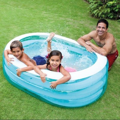 熱銷 透明橢圓水池兒童充氣游泳池戲水池方形 HEMM21444