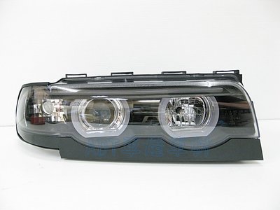 ~~ADT.車材.車材~~BMW E38 95~03 LED U型光柱光圈魚眼黑底大燈一組
