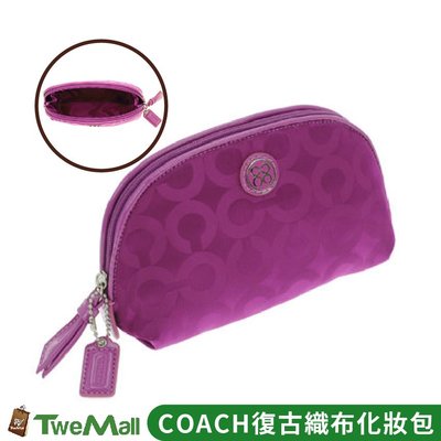 COACH新款復古織布化妝包/萬用包(粉紫)