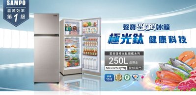 【生活鋪】聲寶SAMPO 250公升 鋼板變頻雙門冰箱 SR-C25D(Y9) SR-C25D(G6)