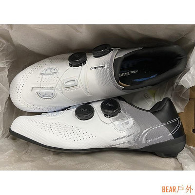 BEAR戶外聯盟『時尚單車』 贈擦鞋濕紙巾 SHIMANO RC702 S-PHYRE RC7 公路車競賽級車鞋 白色 寬楦版