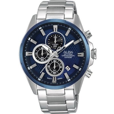 2016新品 ALBA 三眼計時腕錶(黑框/42mm) VD57-X081B/AM3345X1