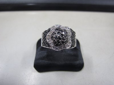 二手舖 NO.5484 18KGP 紅寶石 黑水晶 造型鑲鑽戒指 首飾飾品