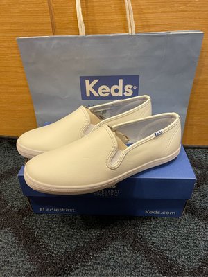 全新 Keds 白色 真皮 舒適休閒鞋 懶人鞋