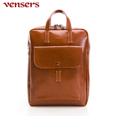 👍推薦好評【vensers】牛皮潮流個性包~後背包(NL003501棕色)