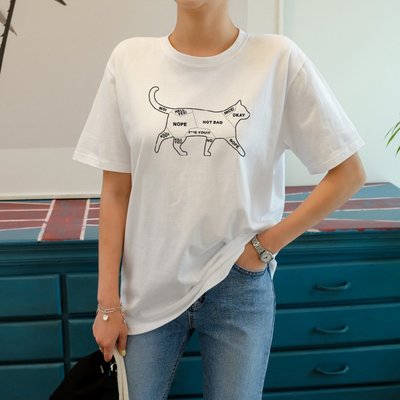 Cat Petting 短袖T恤 2色 貓咪撫摸注意事項文青禮物毛小孩