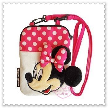 ♥小公主日本精品♥《Disney》迪士尼 Minnie 米妮 粉色點點 蝴蝶結 小斜背包 側背包 88826004