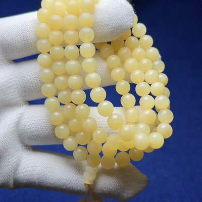 黃硨磲 純天然貝殼黄珠子108顆精品佛珠手串 手鏈 項鍊 吊墜挂件佛珠多圈手鏈