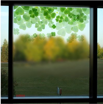壁貼工場-K7013 可超取限用7-11 玻璃貼 無痕貼 壁貼 牆貼 透明磨砂 幸運草  綠葉 窗貼