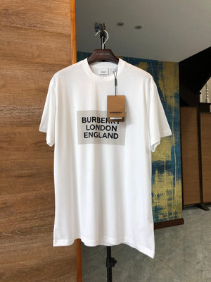 Burberry博柏利白色字母logo印花短袖T恤