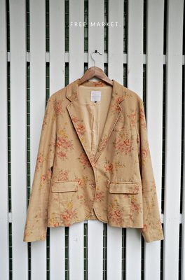 日本 Lowrys Farm 復古玫瑰花圖案棉麻外套/ 罩衫 (vintage/ 文青)