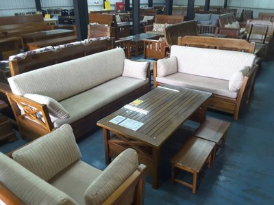 鴻宇傢俱~多芬印尼柚木全實木椅1+2+3+大小茶几全組~附坐墊、靠枕、小抱枕~促銷優惠價