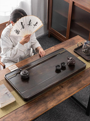 現貨 實木茶盤家用整塊長方形功夫茶具簡約日式整塊原木茶托盤茶臺茶海