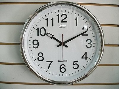 [裕明鐘錶] Telesonic天王星日本跳秒石英機芯/適合學校ˋ辦公室標準型時鐘/掛鐘(銀框)~333