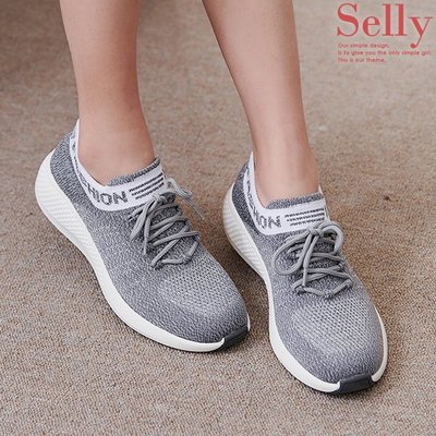 MIT極輕量-針織襪子造型綁帶休閒運動鞋-Selly-沙粒-(MIT216)-2色