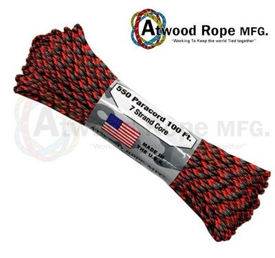 Atwood Rope LAVA 火山熔岩橘灰色傘繩 / 100呎 / P22L-LAVA