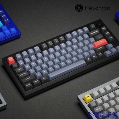 溜溜雜貨檔Keychron Q1旋鈕75配列客製化CNC陽極機械鍵盤Gasket設計QMK改鍵RGB背光Mac辦公專用有線遊