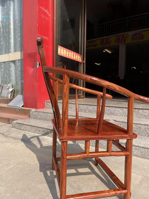九街store新款紅木圈椅刺猬紫檀茶椅花梨木椅子中式客椅三件套椅仿古卷書椅實木