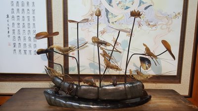 宏順茶苑（梵德藝術)牛角雕刻春池魚蝦精緻雕件 $8888 藝術品