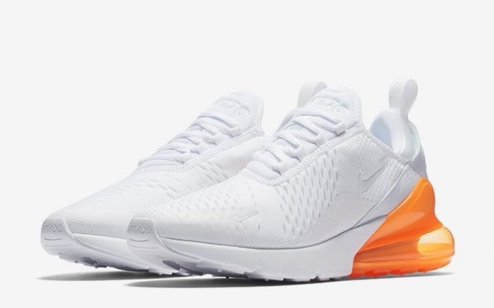 orange and white nike air max 270