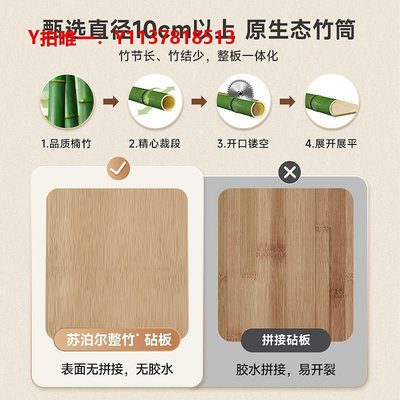 砧板蘇泊爾菜板抗菌防霉家用雙砧板整竹實木切菜板案板廚房板刀板