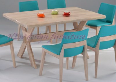 【N D Furniture】台南在地家具-田園風邊緣波浪造型水洗白色135cm橡膠木實木餐桌/工作桌/會議桌BG