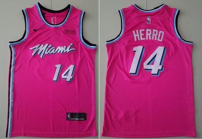 泰勒·赫洛 （Tyler Herro）NBA邁阿密熱火隊 城市版 粉色 球衣 14號