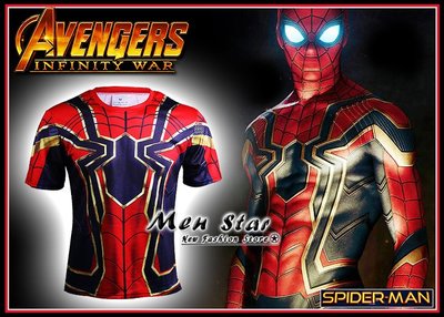 【Men Star】免運費 復仇者聯盟 3 無限之戰 鋼鐵版 新蜘蛛人 運動緊身衣 avengers3 T桖 表演道具