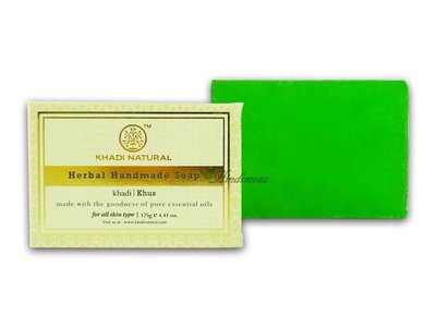 ♡印地摩沙╭♡ 印度 Khadi 草本香根草手工精油香皂 Herbal Khus Soap 125g 外銷版