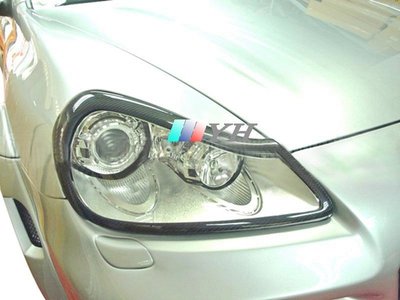 熱銷 汽車配件 適用于碳纖維保時捷2007-2010年957卡宴凱宴Cayenne改裝燈眉燈罩