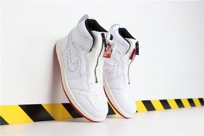 Air Jordan 1 High Zip 拉鏈白紅 休閒運動 籃球鞋 AR4833-100 男女鞋