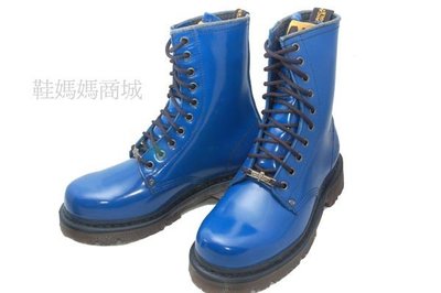 【鞋媽媽】[男女]AE亮藍色10孔馬丁鞋*鞋帶款*ae113