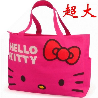 【熱賣精選】Hello kitty超大帆布可愛卡通購物袋 凱蒂貓兒童被袋 旅行手提包mg N09GH8