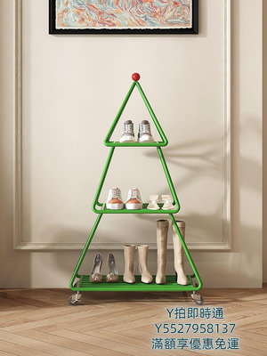 鞋櫃網紅創意圣誕樹多層鞋架家用帶輪收納架進門落地裝飾可移動置物架