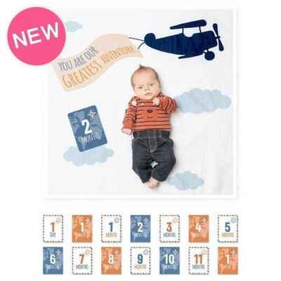 加拿大lulujo 寶寶成長包巾卡片組-飛機