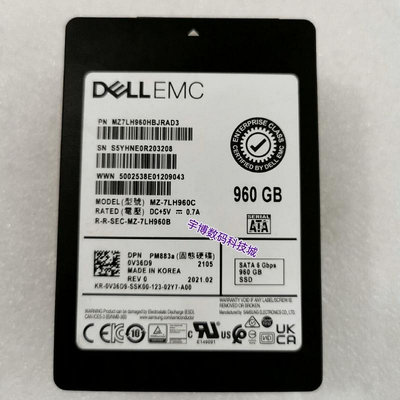 DELL EMC 960G SSD SATA 6Gb 0V36D9 PM883A MZ-7LH960C 固態硬碟