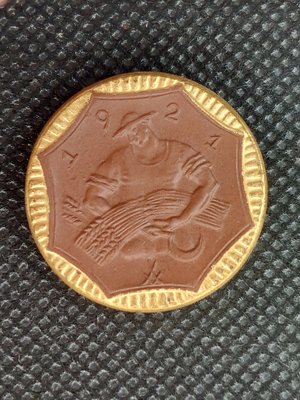 1921年德國緊急貨幣陶幣-薩克遜聯邦-SACHSEN(SAXONY)-10馬克(有鎏金)-品優