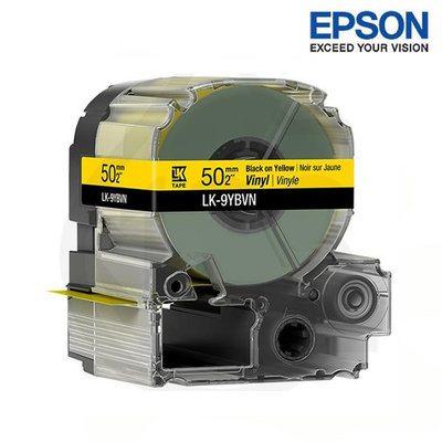 【含稅】EPSON LK-9YBVN 黃底黑字 標籤帶 耐久型 (寬度50mm) 標籤貼紙 S659404