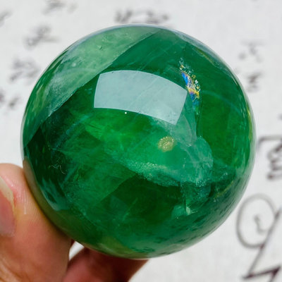 B585天然綠螢石水晶球擺件綠色水晶原石打磨屬木客廳辦公家居 水晶 擺件 原石【天下奇物】6