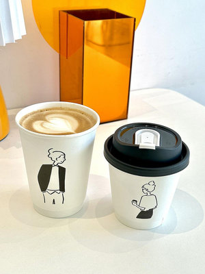 高檔一次性雙層加厚咖啡杯子定制熱飲外帶奶茶紙杯帶蓋水杯-木初伽野